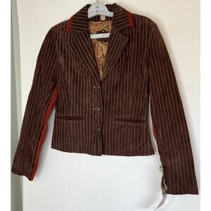 Wilson Leather Brown Leather Suede Striped Rhinestone Jacket NWT Sz Small